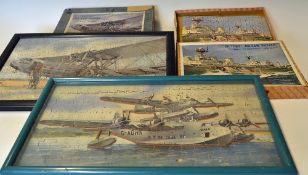 3x Victory Wooden Jigsaw Puzzles all complete 2x framed and 2x with boxes