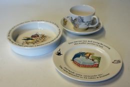 Peter Rabbit Christening Set to consist of baby bowl, plate, cup and saucer, appears in good