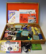 Selection of Meccano mainly Yellow and Blue to include the Meccano Gear Set boxed, manuals, plus