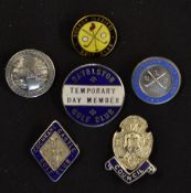6x various enamel and metal golf club members badges to include The Ravelston Golf Club, Ravelston