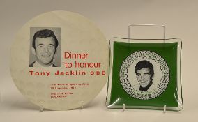 Tony Jacklin 1970 US Open Golf Champion Dinner Menu and glass dish - c/w initiation held in Honour