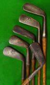 6x smf irons by Forgan, Tom Stewart, J.H Taylor autograph light cleek et al