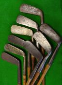 10x assorted blade putters and putting cleeks incl G Lumley Glasgow and Edinburgh heavy brass blade,