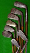 8x assorted irons incl a niblick, jigger, sammy, 5x mashies et al