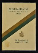 1930 Australian XI English Cricket Tour Souvenir 'Orient Line' Publication the Orient Line to