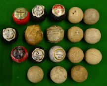 Collection of various wrapped and used golf balls to incl