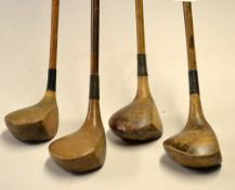 4x large socket head woods to incl Royal Gem Southern Cross brass soled driver, V Bach Aberdovey