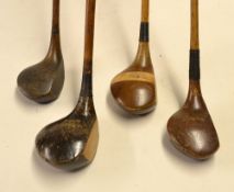 4x various famous Scottish club makers socket head woods to incl Tom Morris St Andrews driver,