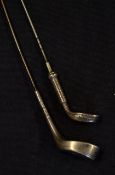 2x silver golf club hat pins early c.20th - overall 11.5