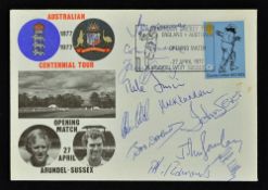 1977 Australian Centennial Tour Signed First Day Cover signed by England players Randall, Old,