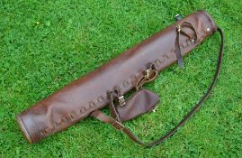 Fine quality period style leather pencil golf bag c/w ball pocket and leather strap