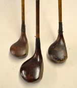 3x various Patrick Scottish Club makers socket head woods to incl A Patrick Edinburgh stained
