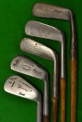 5x golf clubs to incl 2x rustless mashies a Gleneagles and a Tom Wilson mussel back, 3x putters incl
