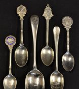 6x various Golf Clubs silver spoons - to include Bishops Stortford Golf Club, Castle Golf Club rat