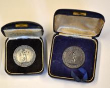 2x Staffordshire Union of Golf Clubs medals to incl 1970 silver medal engraved on the reverse