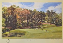 Weaver, Arthur (after) signed 3x AUGUSTA NATIONAL GOLF CLUB - AMEN CORNER signed coloured artist