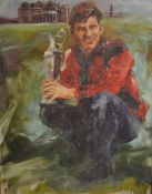Dutch School - NICK FALDO OPEN GOLF CHAMPION ST ANDREWS 1990 - oil on canvas - image 23.5 x 18.5