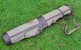 The National Trademark good canvas and leather pencil golf bag c/w ball pocket and shoulder strap