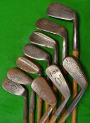 A good mix of 10 irons to incl niblicks, m/niblicks, mashies, cleeks makers incl Scottish club
