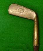 W. Park Maker Musselburgh straight face gun metal blade putter stamped with makers oval cleek mark