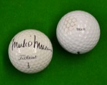 2x Open Golf Champions - Mark O'Meara signed Titleist Pro V1 golf ball and a rare Tiger Woods
