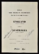 1962/63 E. Dexter and R. Benaud Signed England v Australia Cricket Publication to contain the