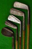 4x Maxwell irons - incl driving iron, jigger, light weight niblick and a straight blade flanged sole