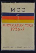Rare 1936/37 M.C.C. Tour to Australia Signed Orient Line Publication with signatures internally to
