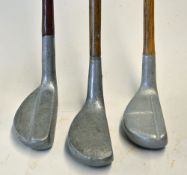 3x alloy mallet head putters to incl The Don stamped with intertwined WS Leven cleek mark,
