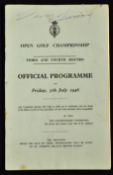 Rare 1946 Official Open Golf Championship programme signed by Sam Snead - for the Third and Fourth
