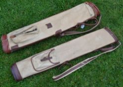 A good AG Spalding and Bros canvas and leather oval golf bag c/w ball pocket and original shoulder