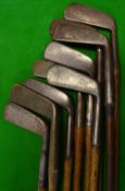 9x various steel and brass blade putters to incl straight blade, wry, neck and goose neck et al