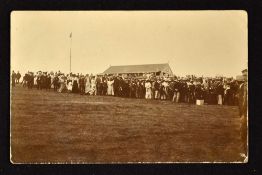 Ramsey I.O.M Golf Club post card - huge crowd scene surrounding the 1st Tee - used (F)