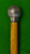 Polished metal square line gutty golf ball handle walking stick - overall 36