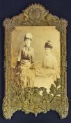 Early Photograph of two Victorian Ladies in Tennis Costume contained within a special frame made
