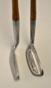 J. Bremner wide flanged sole putter together with a Vickers Sheffield No. 20 stainless goose neck