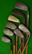 8x various irons to incl Tom Stewart, Winton niblick & m/niblick, James Braid lofting iron et al