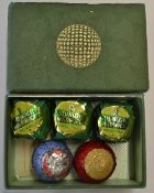 3x Dunlop Warwick wrapped recessed golf balls - in the original green paper/cellophane wrappers with