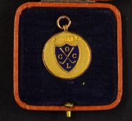 St Anne's 9ct gold and enamel golf medal - engraved on the back