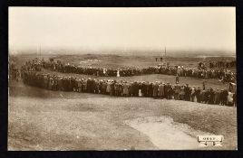 James Braid and Arnaud Massey at Deal golfing postcard - both players on the green surrounded by