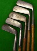 Collection of 5x various putters to incl J Bremner wry neck putter, Spalding Hammer Brand