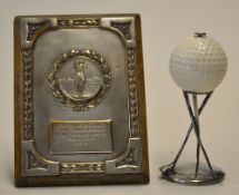 Silver golf ball hole in one style trophy - hallmarked Birmingham 1959 overall 4.25