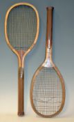 Interesting Fantail Wooden Tennis Racket an unnamed racket with a concave wedge and shoulder