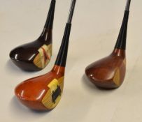 3x fine individual Persimmon drivers to incl the emanate club maker Harry Busson Walton Heath, early