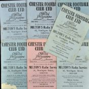 Collection of Chester home football programmes to include 1947/48 Oldham, Darlington, Hull City,