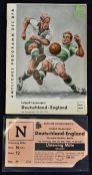 1956 Germany v England match programme & ticket for the game at Olympia Stadium Berlin 26 May