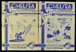 Pre-war Chelsea programmes 1937/38 Stoke City, Blackpool (2) Fair-Good.