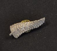 Early New Zealand All Blacks silver fern white metal rugby lapel badge c.1920/30s - c/w butterfly