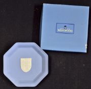 Wedgewood England hexagonal Plate complete with 3 Lions badge to the centre, come with engraved