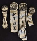 5x Fiji Rugby Badges to New Zealand c.1951/57 : comprising various round lapel picture team